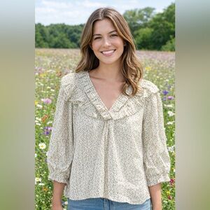 Christy Dawn Cottagecore Farm to Closet Floral Blouse SIZE M